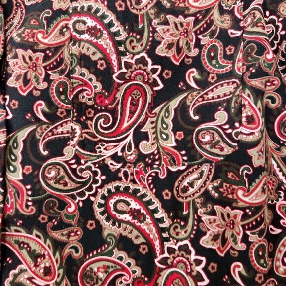Woman Within Button Up Shirt Medium Brown Paisley Long Sleeve Soft - Picture 10 of 11